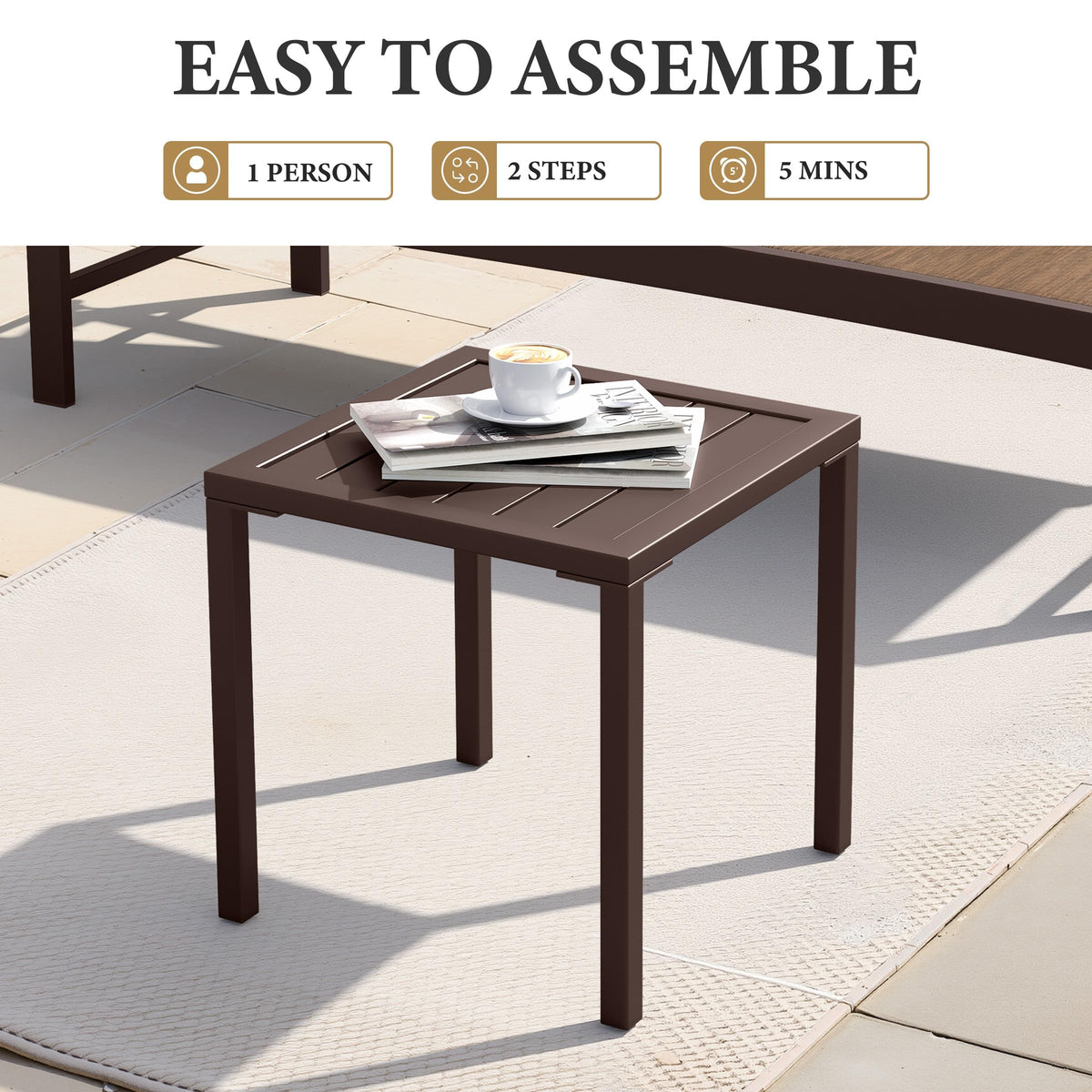 Aluminum Outdoor Side Table Set of 2 H245