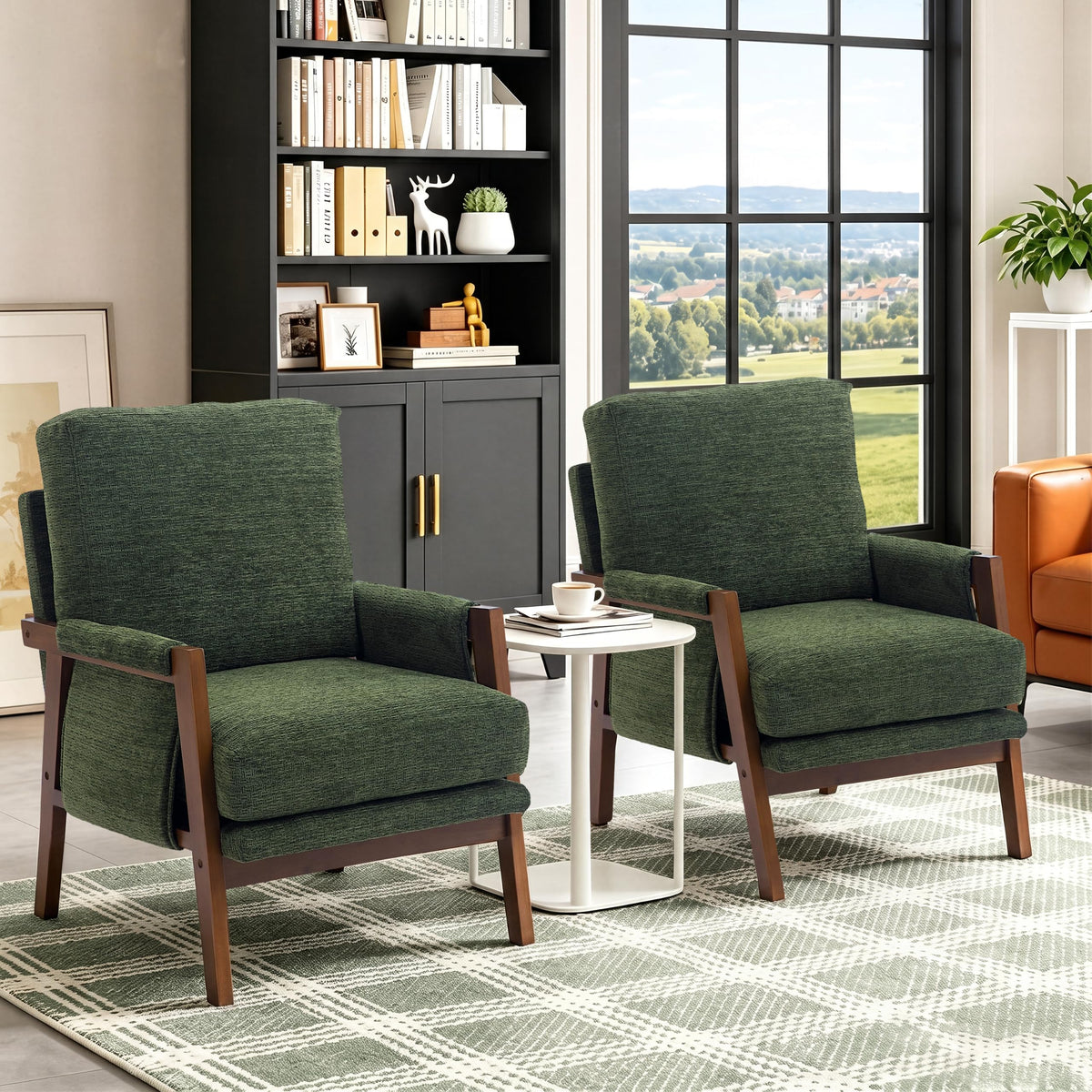 Green Accent Chairs Set of 2 Upholstered Fabric D76143