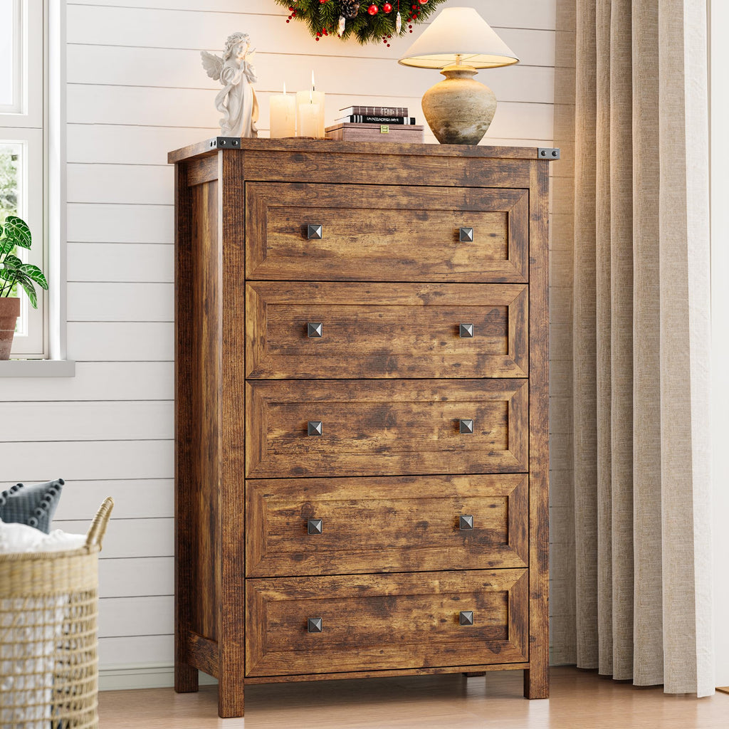45.5" Tall 5-Drawer Brown Dresser F704