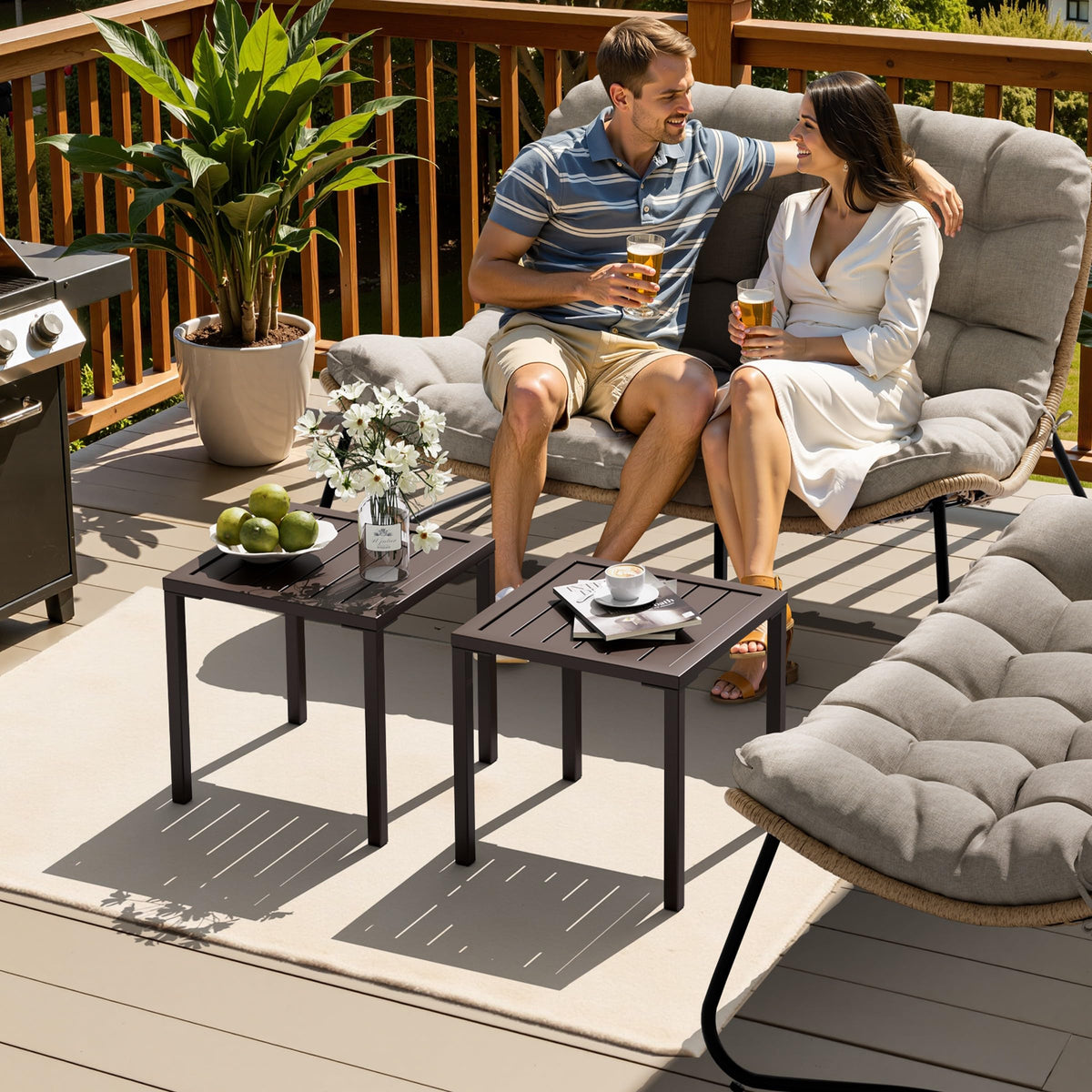 Aluminum Outdoor Side Table Set of 2 H245