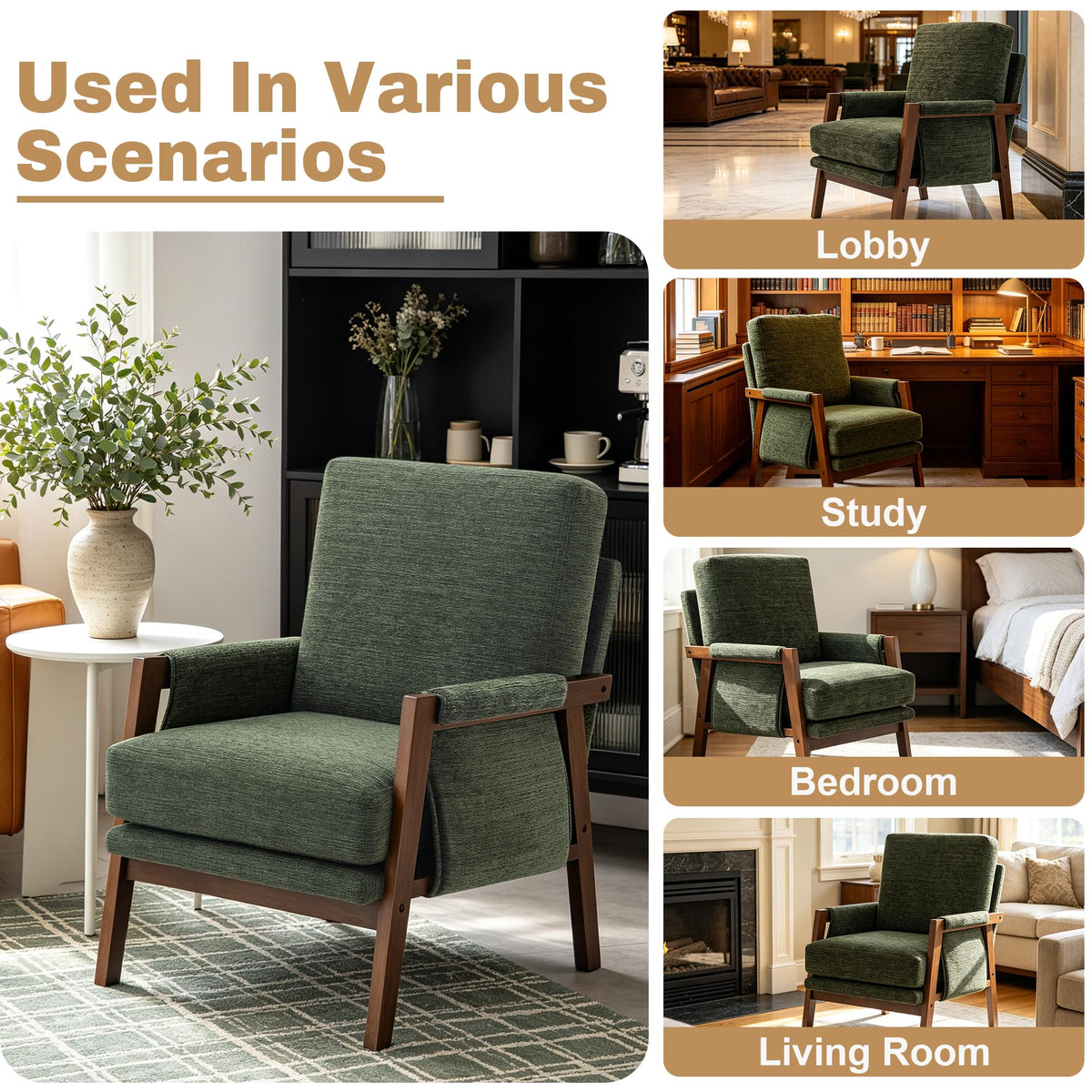 Green Accent Chairs Set of 2 Upholstered Fabric D76143