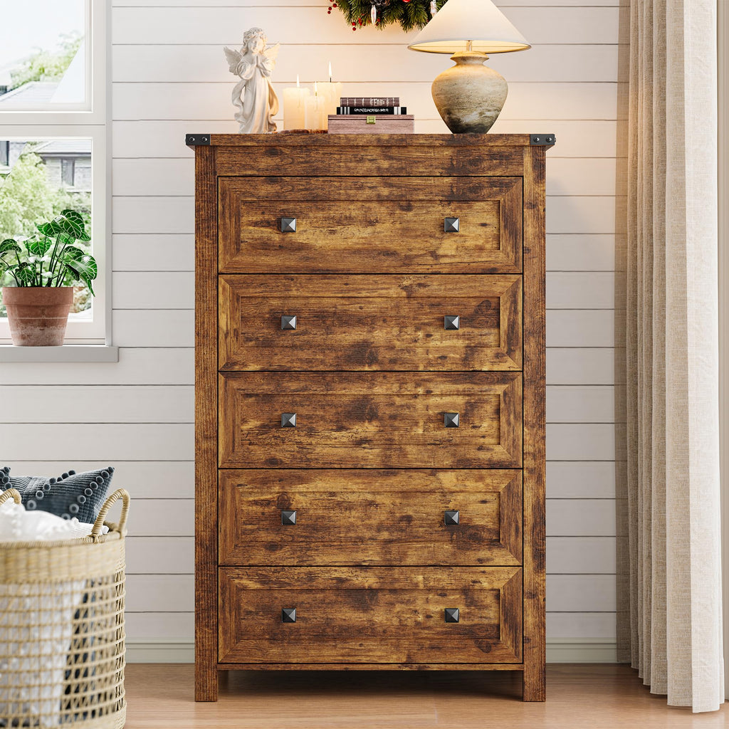 45.5" Tall 5-Drawer Brown Dresser F704