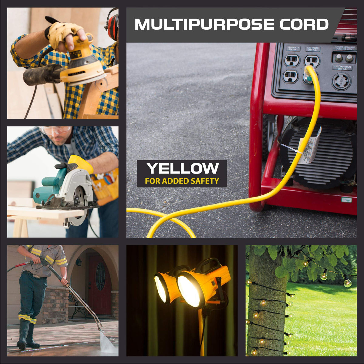 14 Gauge Heavy Duty Extension Cord, 100 Ft Yellow SJTW F161956