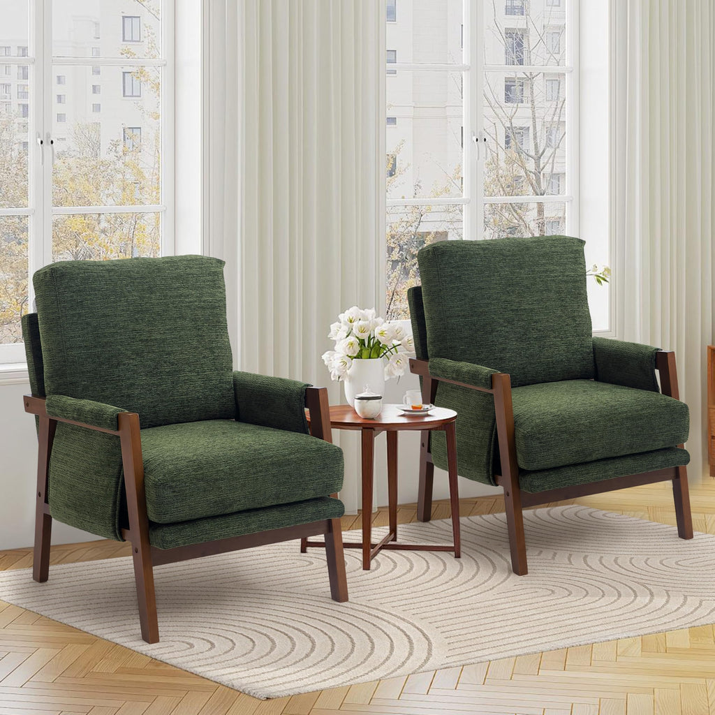 Green Accent Chairs Set of 2 Upholstered Fabric D76143
