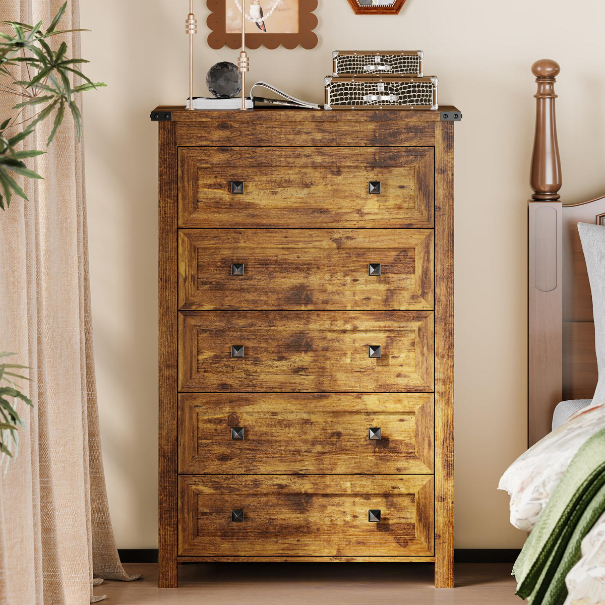 45.5" Tall 5-Drawer Brown Dresser F704