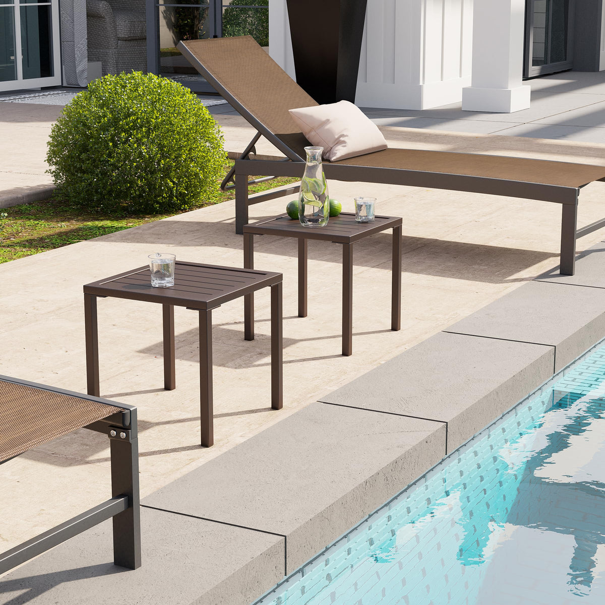 Aluminum Outdoor Side Table Set of 2 H245