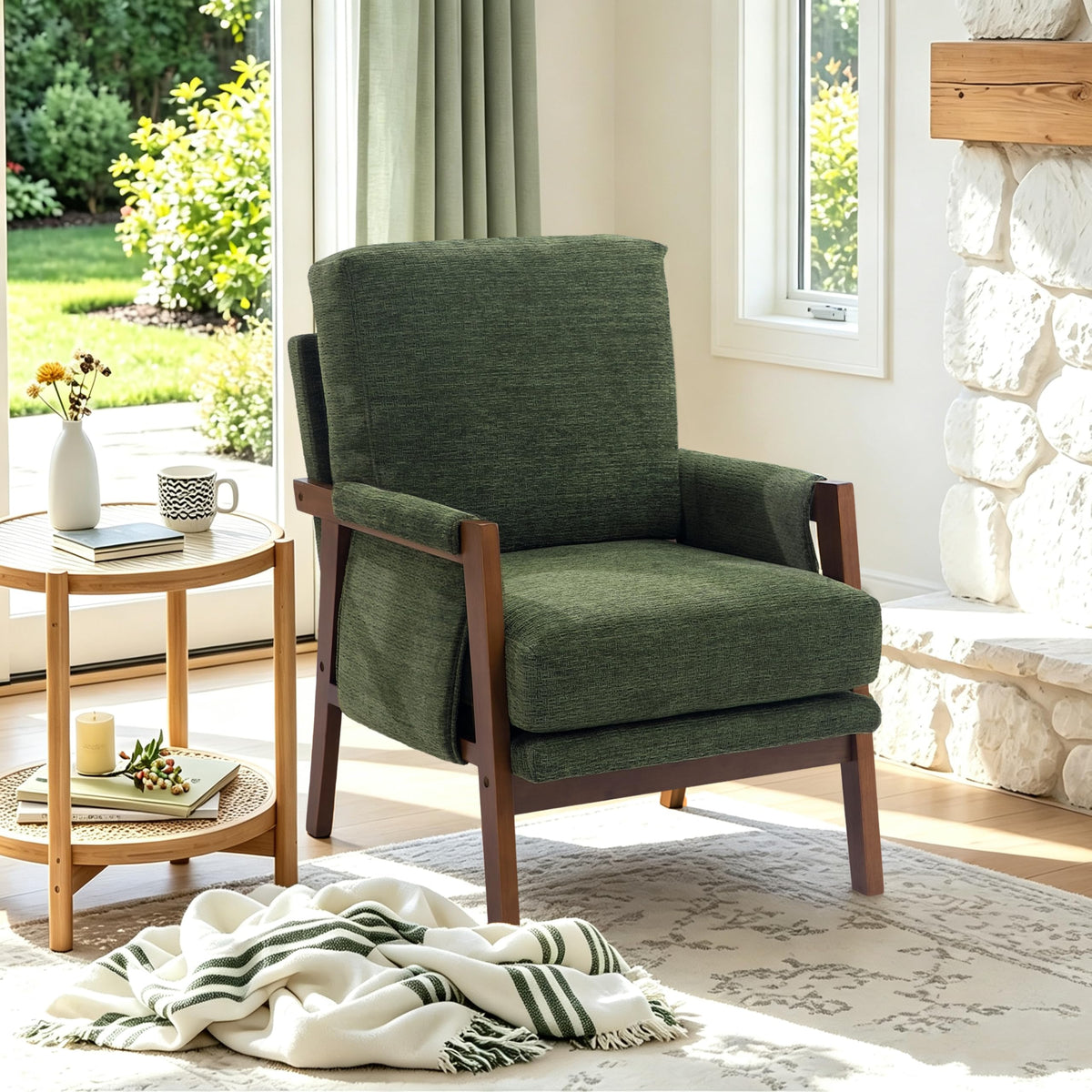 Green Accent Chairs Set of 2 Upholstered Fabric D76143