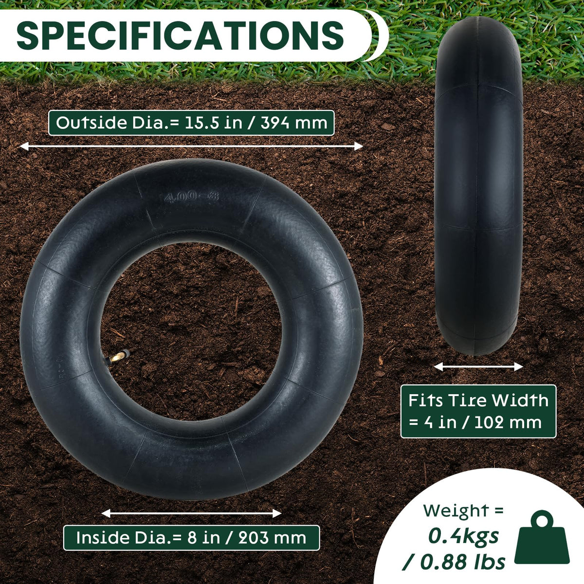 2 Pack 4.80/4.00-8 Inner Tire D309