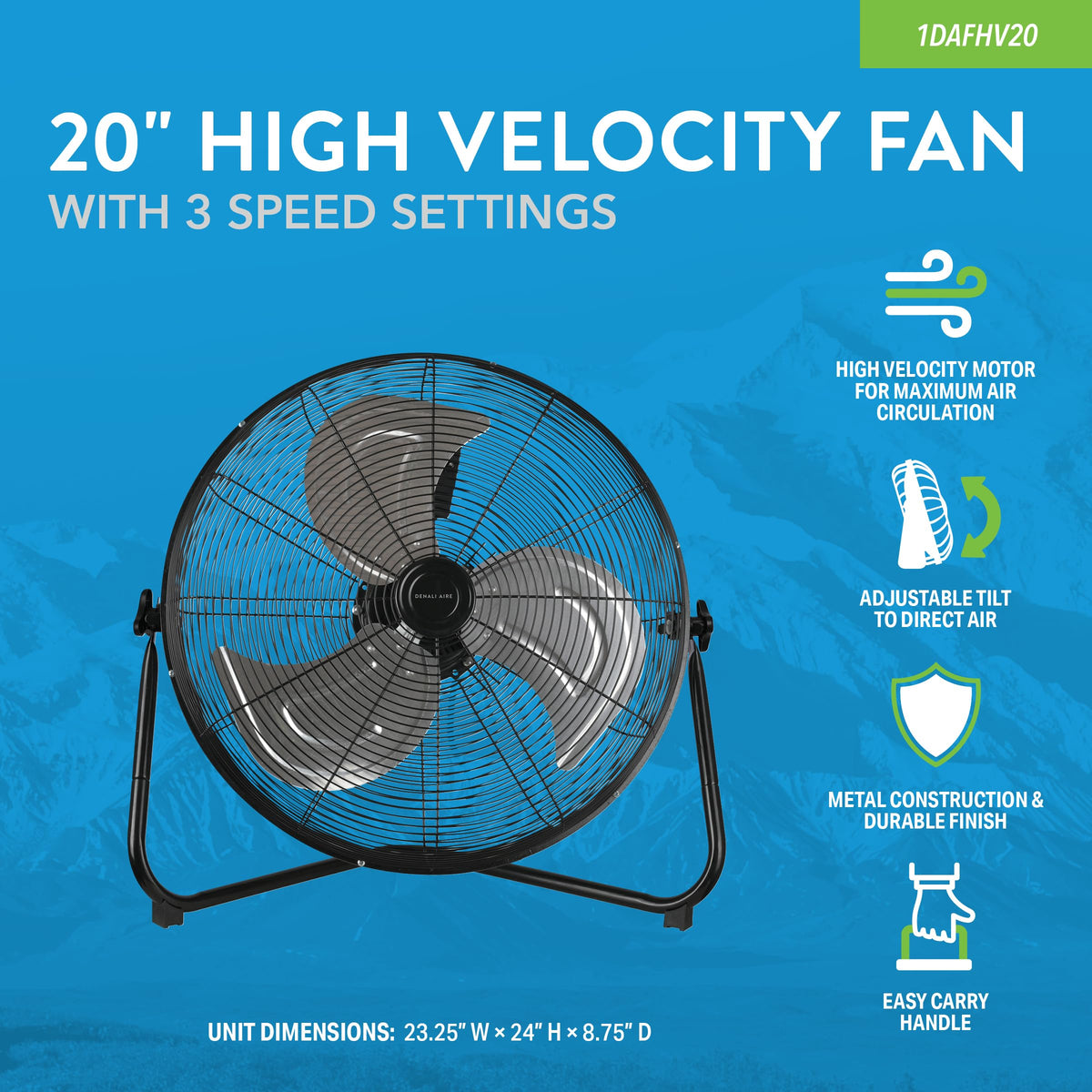 20 Inch 3 Speed High Velocity Floor Fan F99511