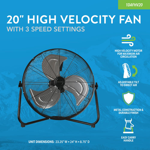 20 Inch 3 Speed High Velocity Floor Fan F99511