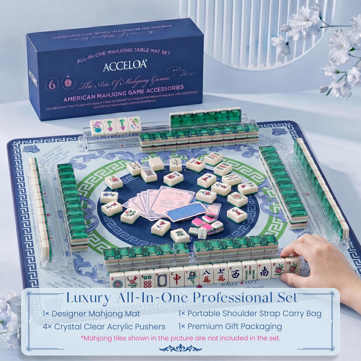 Mahjong Mat and Racks Set Waterproof Neoprene V22448
