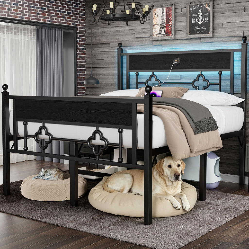 20 Inch Queen Size Bed Frame with Headboard & Footboard P210309