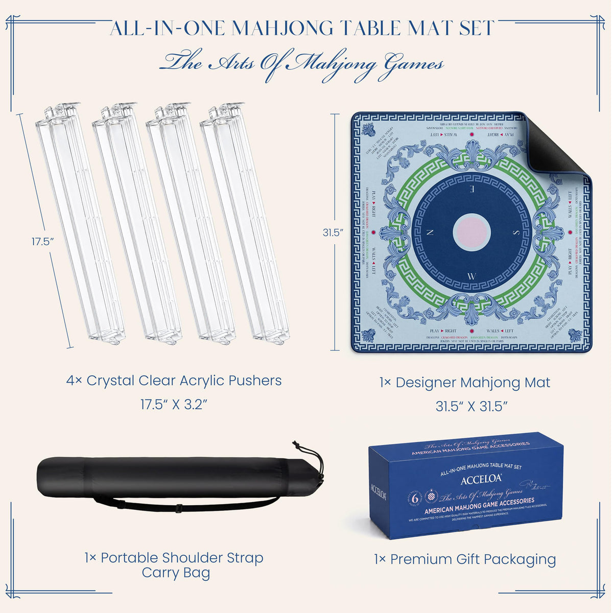 Mahjong Mat and Racks Set Waterproof Neoprene V22448